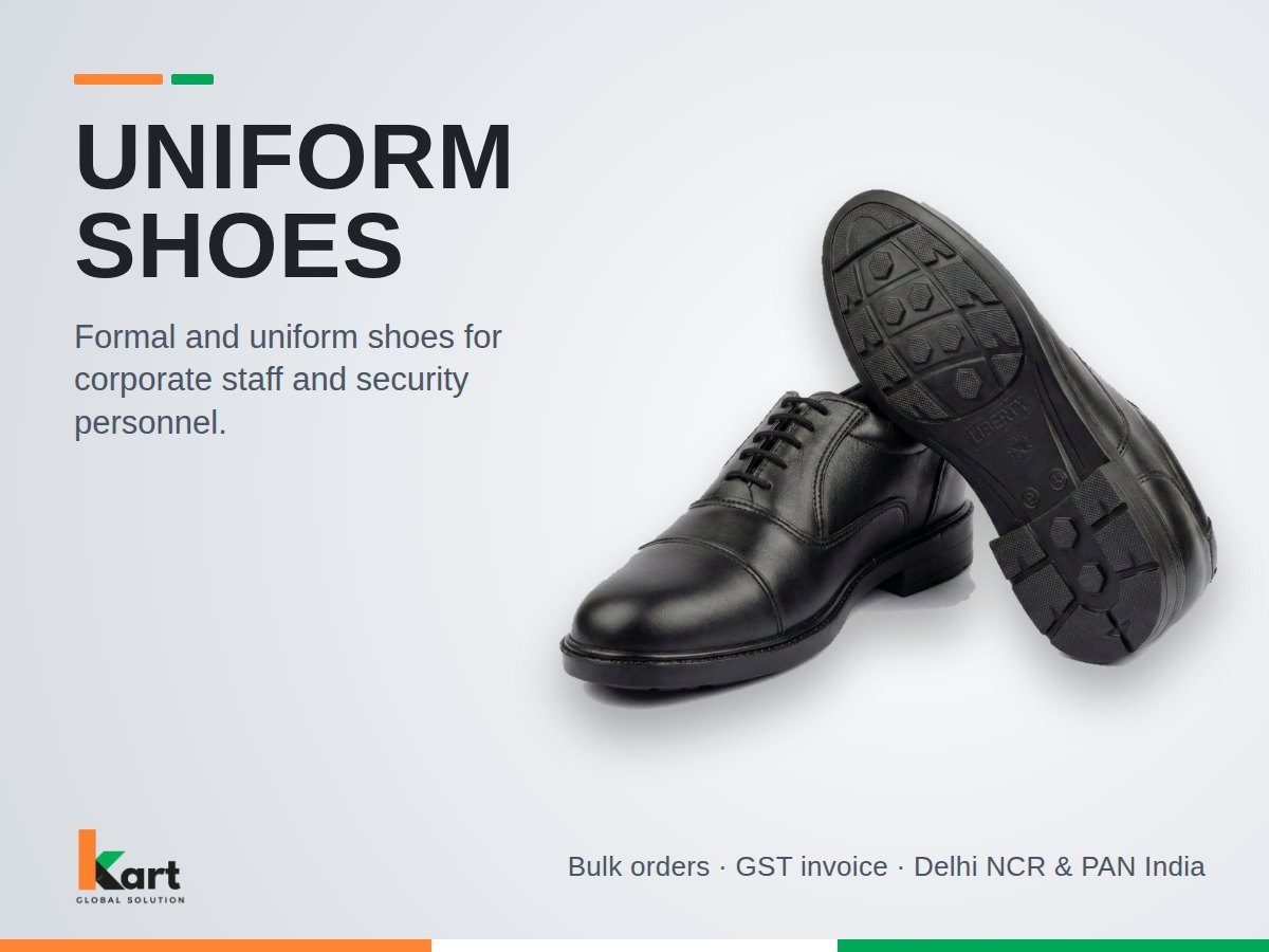 Black formal uniform shoes with cap toe